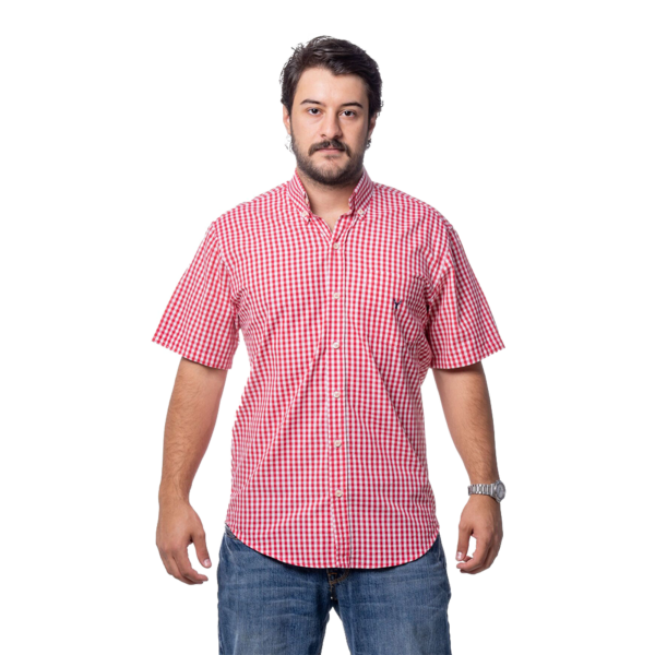 Camisa RAAT manga curta vermelha xadrez