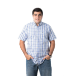 Camisa RAAT manga curta xadrez azul