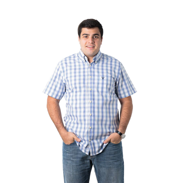 Camisa RAAT manga curta xadrez azul