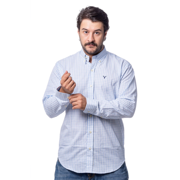Camisa RAAT manga longa xadrez azul