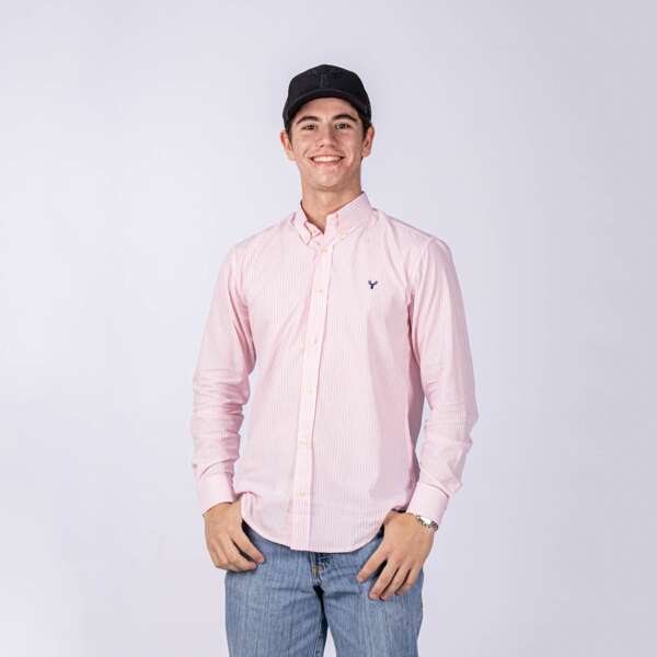 Camisa manga longa rosa listrada RAAT