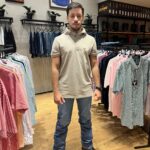 Camisa polo bege masculina