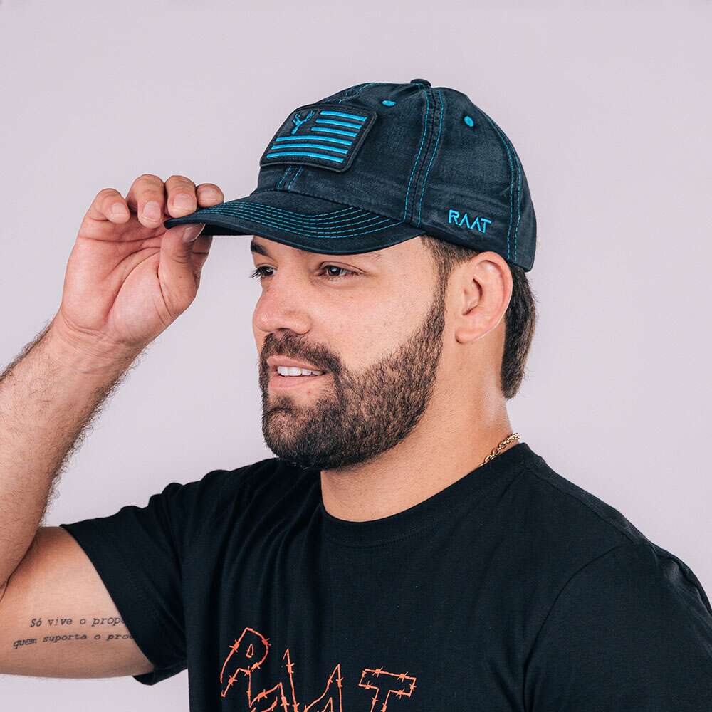 Boné RAAT Tecido jeans e azul - Imagem 5
