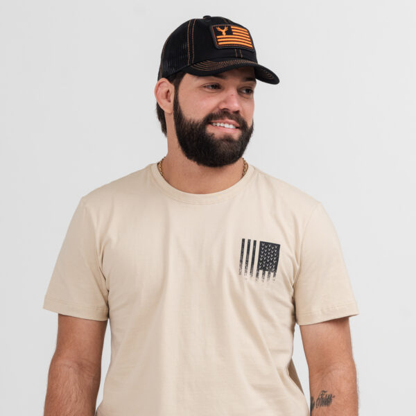 Boné RAAT tela preto e laranja