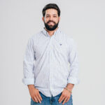 Camisa RAAT manga longa xadrez branca e azul