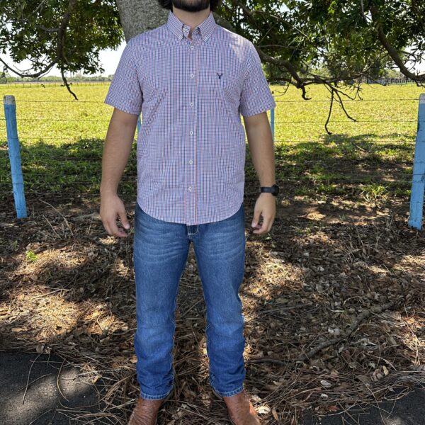 Camisa manga curta azul com laranja RAAT