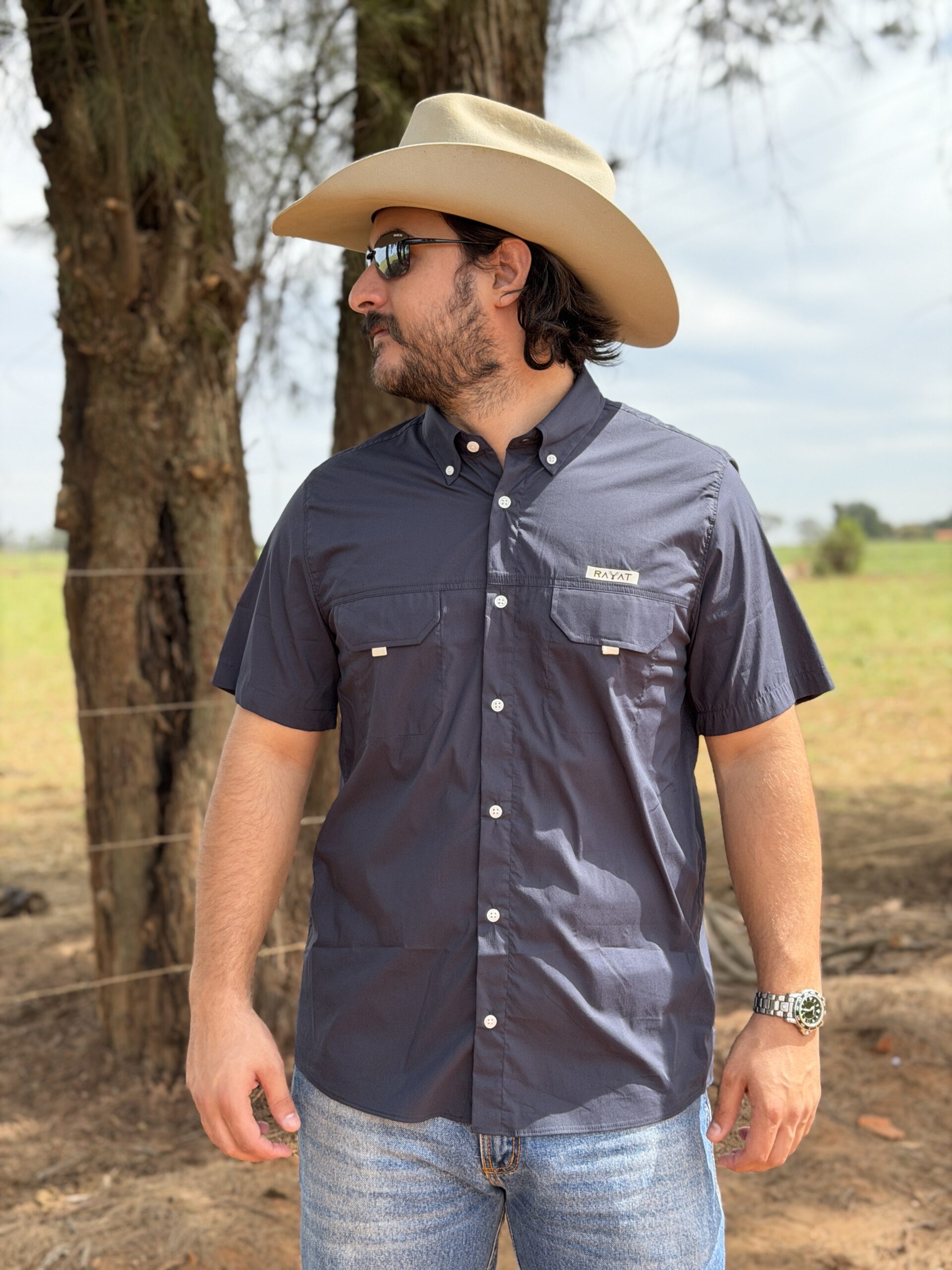 CAMISA MADE IN ARENA Curta lisa Azul Marinho