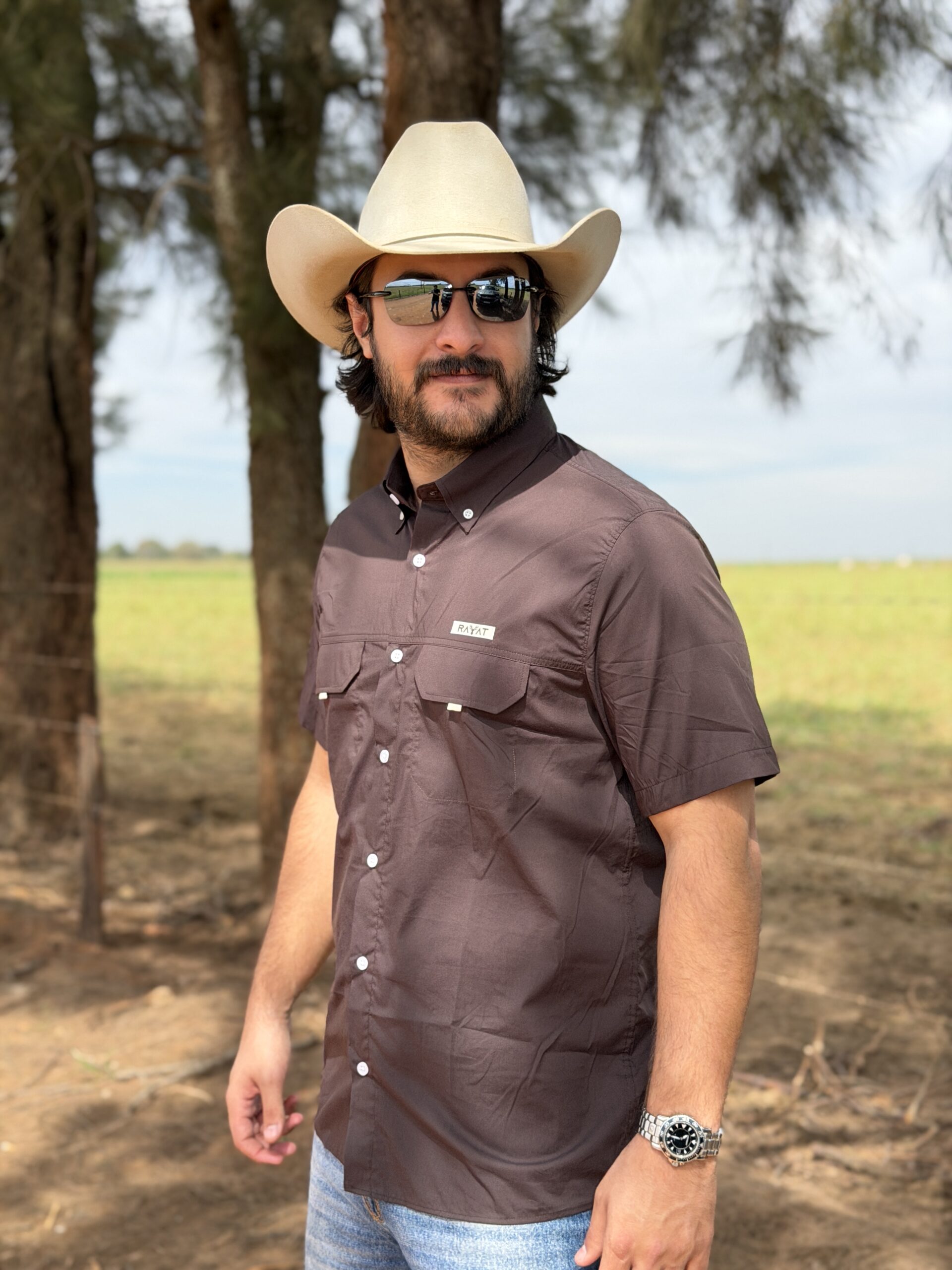 CAMISA MADE IN ARENA Curta lisa Marrom