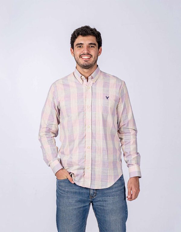 Camisa RAAT manga longa xadrez clara