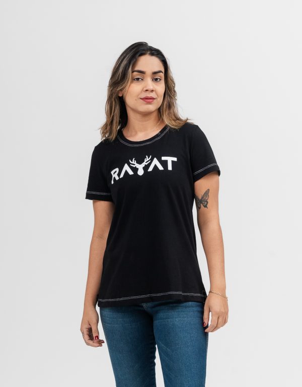 Camiseta RAAT preta e branca feminina 1