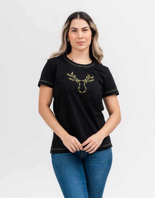 Camiseta RAAT preta e verde feminina 1